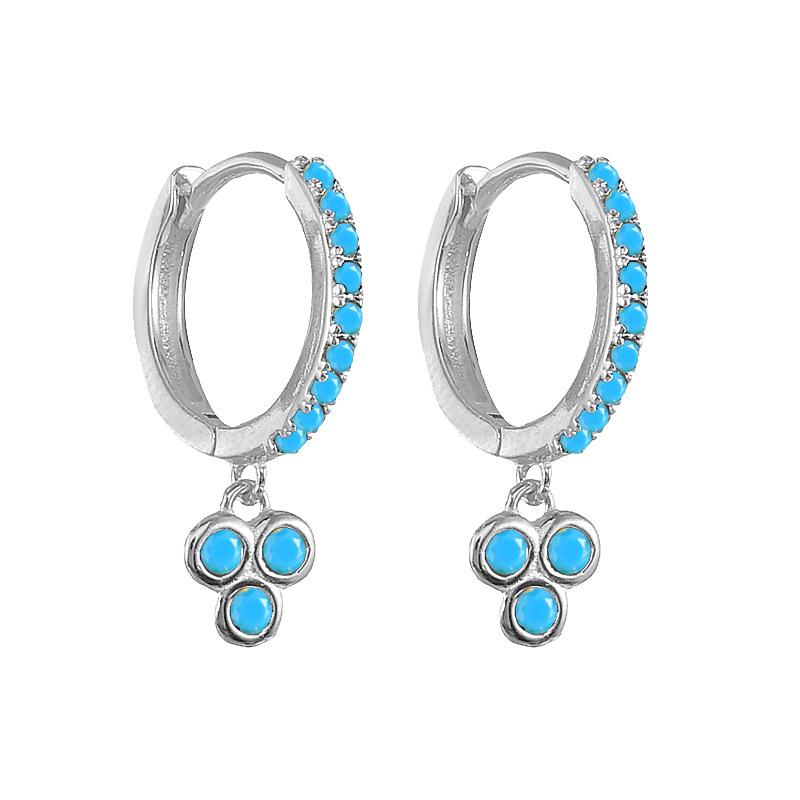S925 Sterling Silver Wind Diamond Geometric Three Diamonds Light Luxury Temperament Earrings Ear Buckles Women