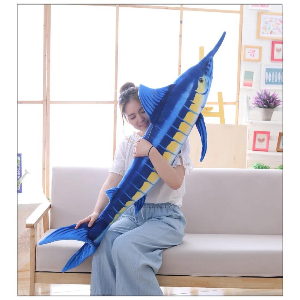 100cm/140cm Big Size Simulation Fish Toys Stuffed Soft Plush Blue Marlin Makaira Mazara Pillow Toys for Birthday Toys