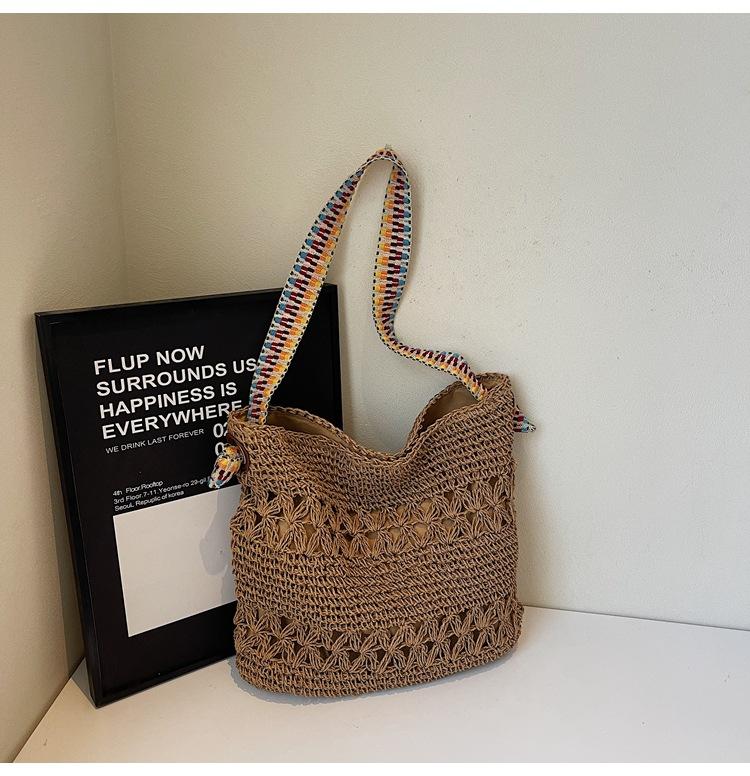 Spring Fashion Ribbon Armpit Woven Bag Women's 2025 New Texture Hollow Design Shoulder Tote Bag