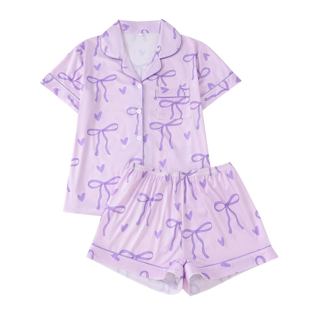 Dětské Domácí Oblečení Pyžamový Set Top s Krátkým Rukávem Šortky Dvoudílný Set Svrchní Oblečení Hrací Kardigan Oblečení