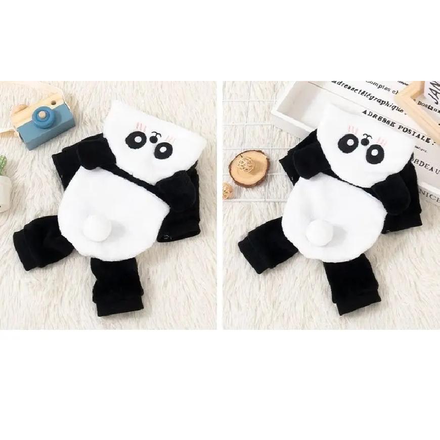 Zimní psí kabát Panda Kostým Teplý Čtyřnohý Obleček Teddy Bišonek Oblečení pro kočky Proti línání Zesílený Psí kostým