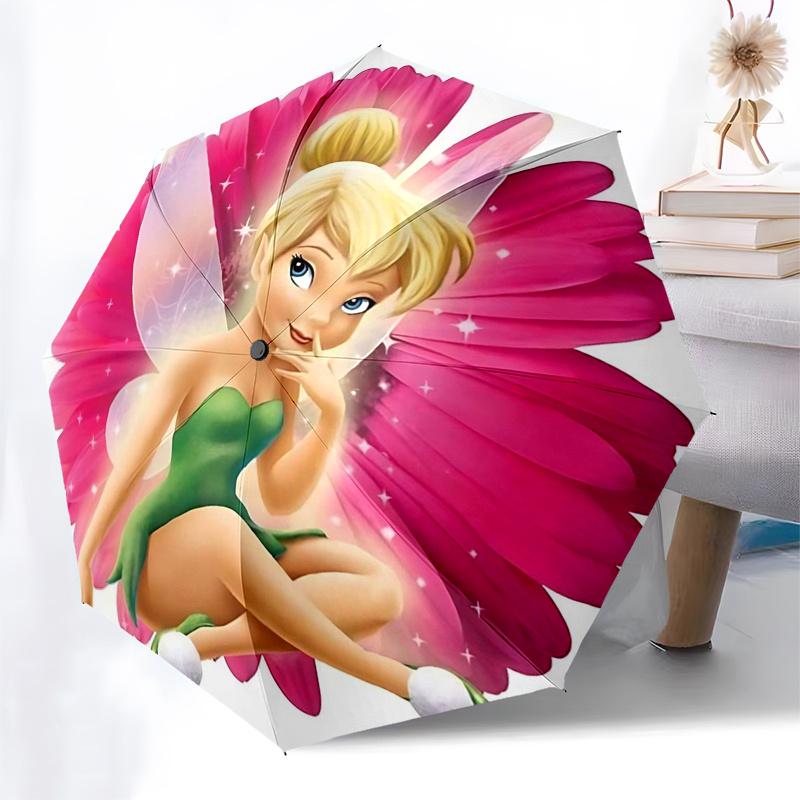 Tinker Bell Themed Travel Umbrella-8 Ribs Automatic Opening and Closing, Portable Folding Design, Compact and Stylish Umbrella