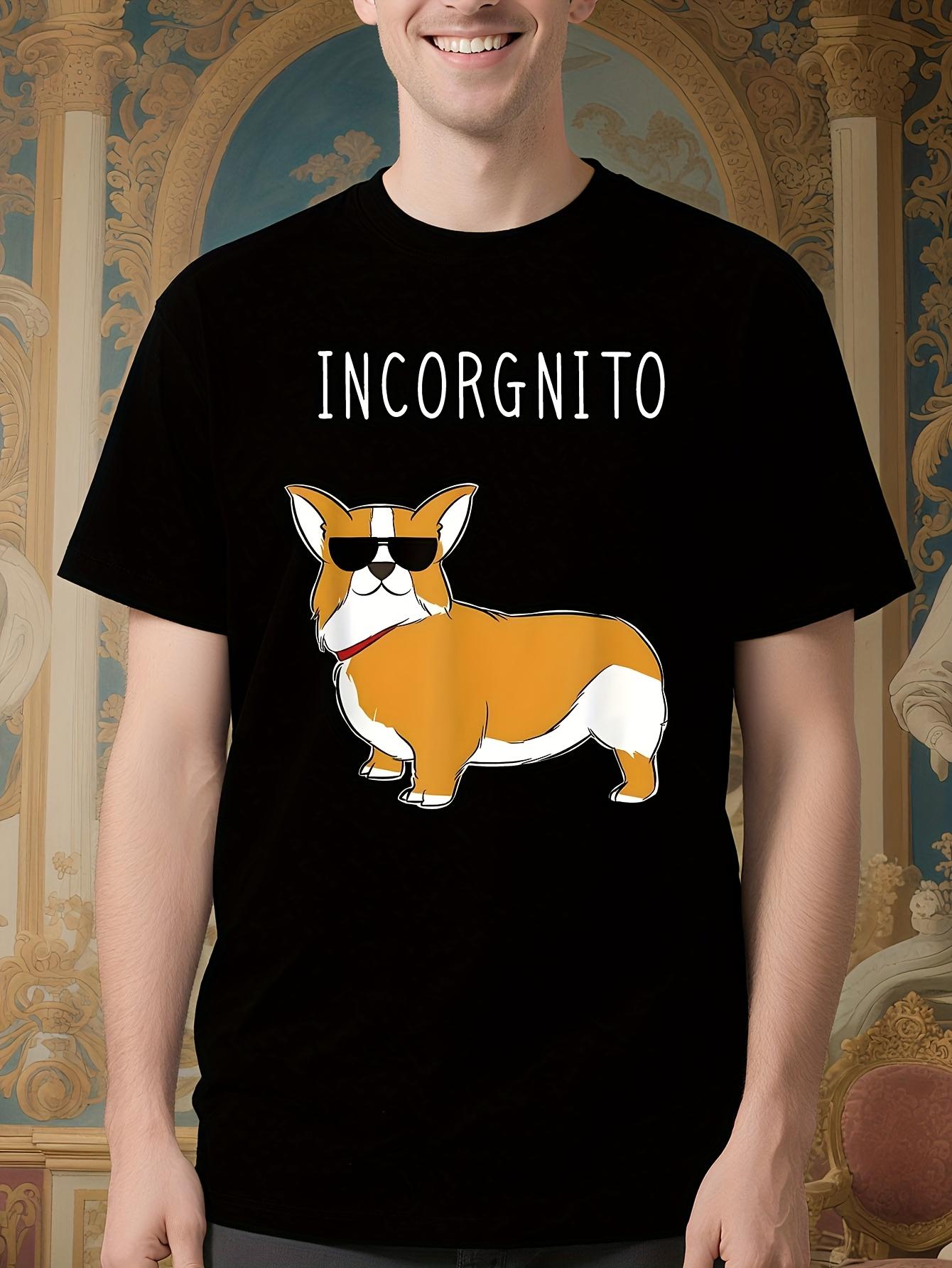 Funny Corgi Incorgnito Secret Agent Pun Tshirt - Black wi... XXXXL