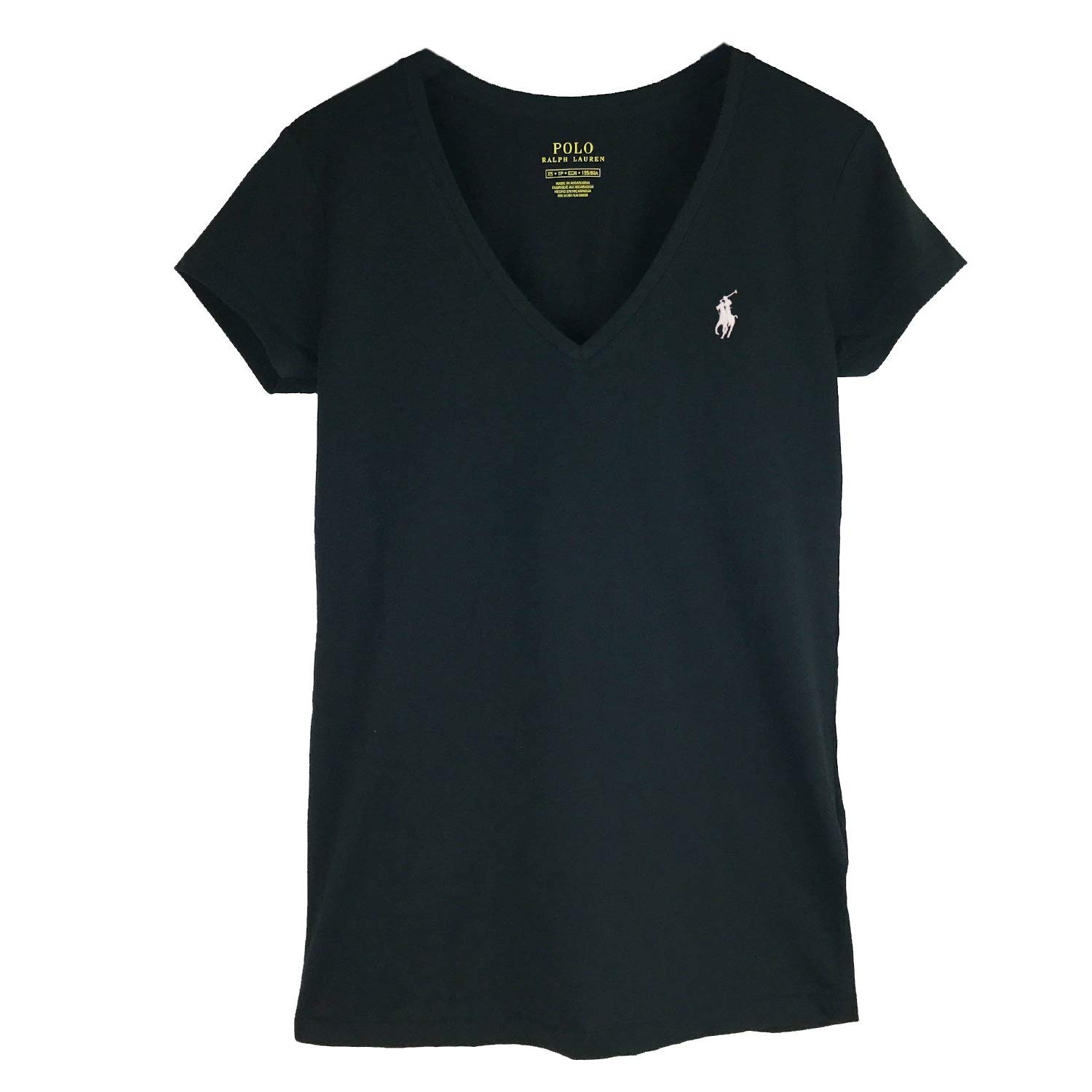 

POLO RALPH LAUREN Cotton Solid V-Neck T-Shirt (L, BLACK/WHITE) [Used] чёрный