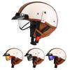 Vintage Helmet for Motorcycle Scooter Motorbike Retro Moto Helmet Capacete De Moto Half Helmet Built In Lenses DOT Approved