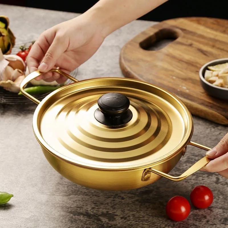 Stainless Steel Saucepan Dry Pots Home Cooking Seafood Rice Pot Paella Pan Picnic Snack Plates Cookware with Handle for Kitchen