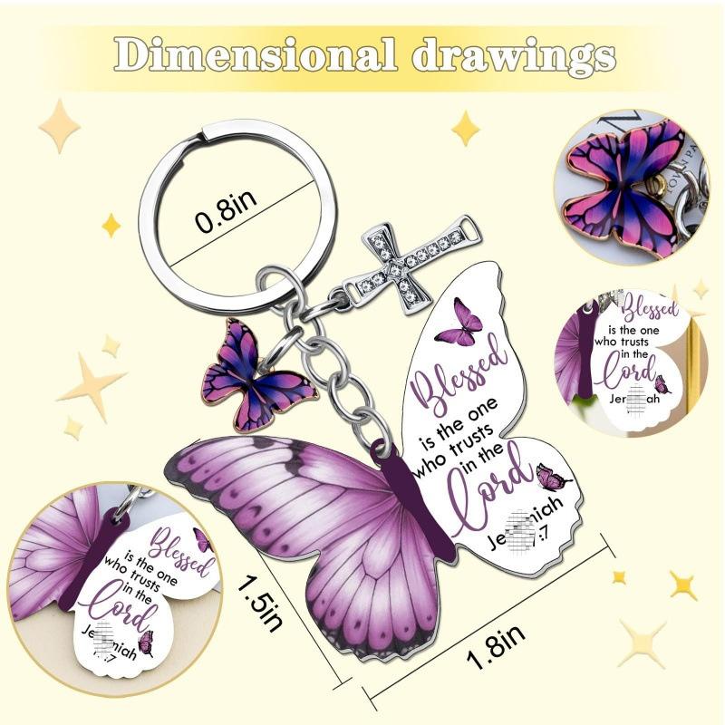 Butterfly Keychain With All Things Are Possible Verse Inspirational Religious Gift For Women Car Keys Bag Purse Accessory