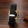 Watch with Bamboo Genuine Leather Arabic Wooden Dial with Quartz Analog Soft Leather Casual Business Stylish Gift Women's Design, Strap, Numerals,