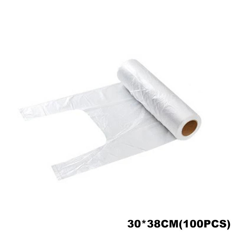 50/100 Pcs Transparent Roll Fresh-Keeping Plastic Bags Of Vacuum Food Saver Bag 3 Sizes Portable Food Storage Bags With Handle