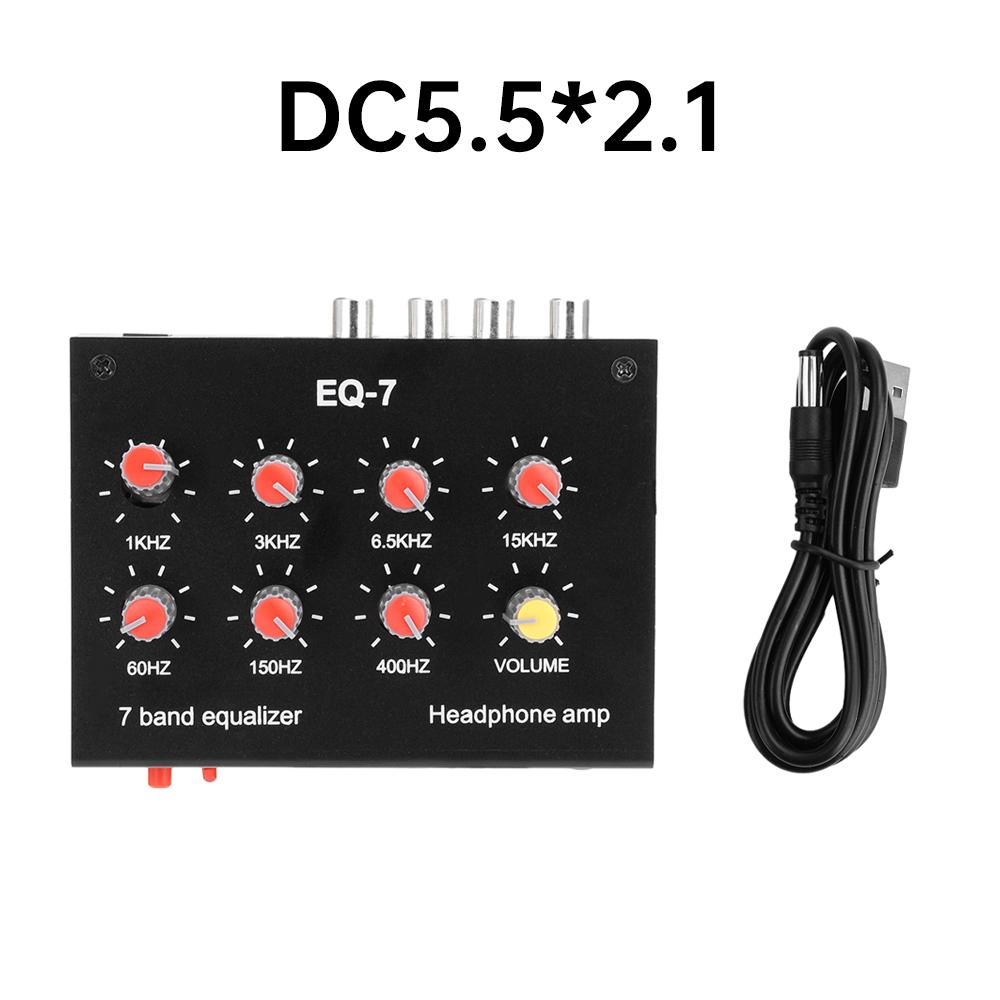 EQ-7 Audio Signal Preamplifier 7 Band Equalizer Adjust High School Bass Sound Phone Computer Headphone Amplifier DC US Plug