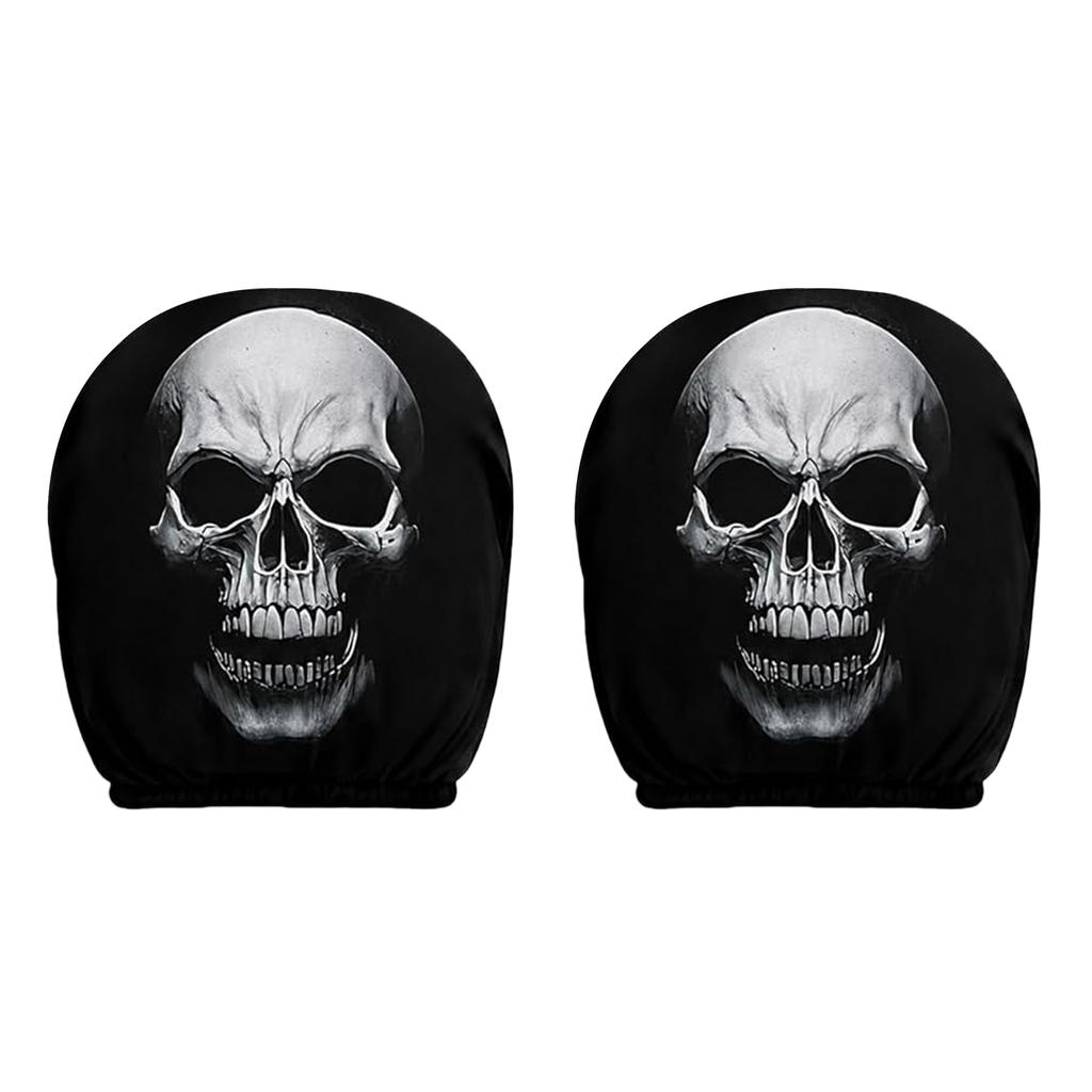 2 Stück Halloween Auto Kopfstützenbezug Dehnbar Waschbar Gruseliges Gesicht Kopfstützenbezug Atmungsaktiv für Fahrzeuginnenraum Zubehör