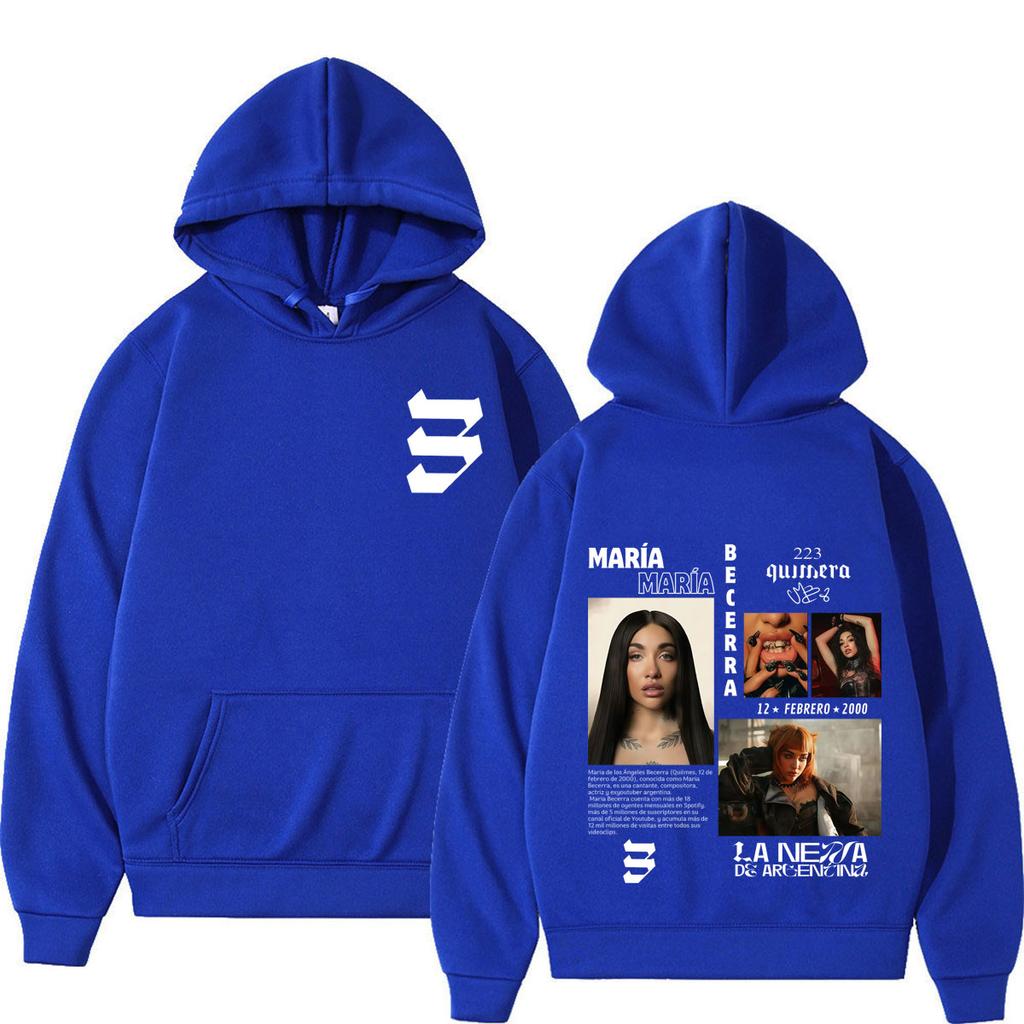 Singer Maria Becerra Album 2026 Tour Hoodie neutral Hip Hop Pullover Long Sleeves Loose Casual Vintage Sweatshirts Streetwear