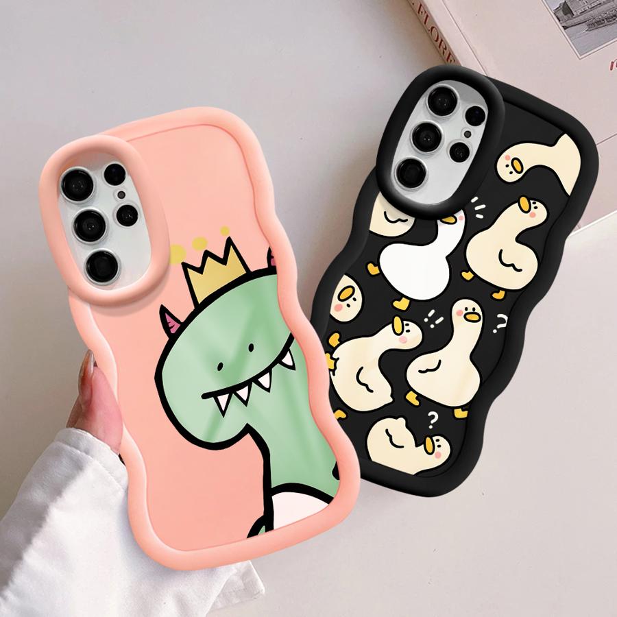 Soft Phone Cover Case for Samsung Galaxy S22 Ultra S23 Plus S24 A26 A25 S25 S20 FE S21 A55 A34 A36 A24 A35 A54 Cartoon Dinosaur
