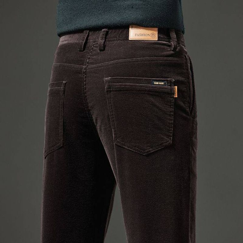 High-End Business Casual Stretch Corduroy Dad Pants for Men, New Autumn and Winter Thickened Long Pants for Middle-Aged Men