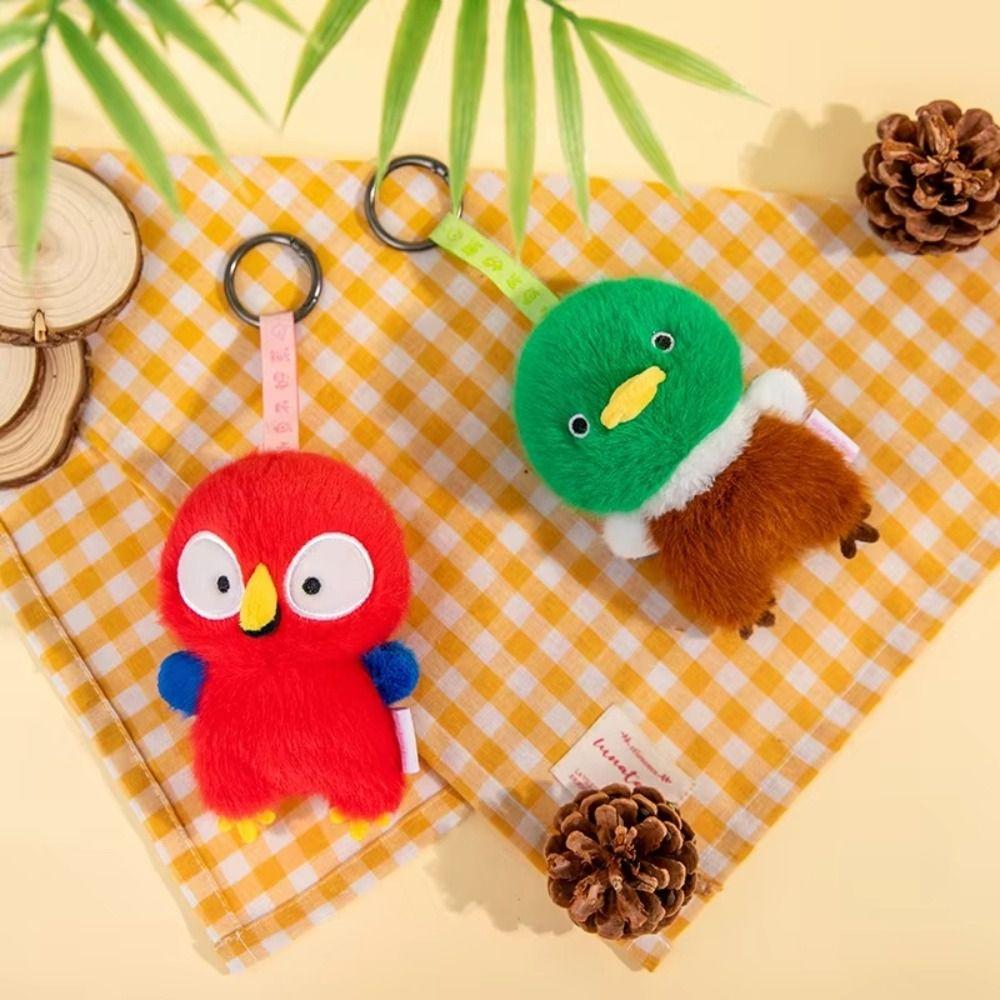 Adorable Chickens Plush Keychain Mallard Macaw Plush Pendant Owl Plush Keychain  Home Decoration
