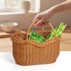 Open-Top Market Basket with Iron Frame Rectangular Rattan Handle