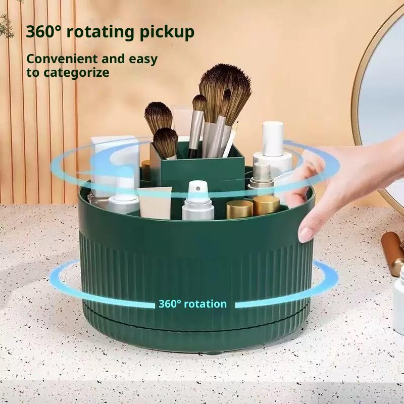 

1 шт. Обертовий на 360° Органайзер для пензлів для макіяжу Косметичний органайзер 5 відділень Стаканчик для пензлів для макіяжу Тримач для зберігання на стільниці у ванній Клатч зелений