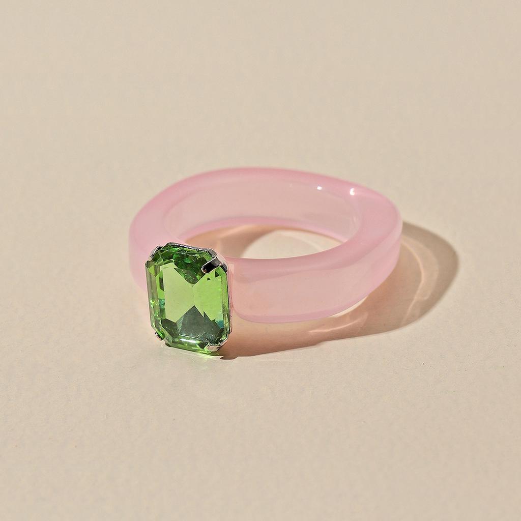Fashion Luxury Irregular Geometric Transparent Colorful Crystal Rhinestone Zircon Round Ring For Women Shiny Jewelry Accessories