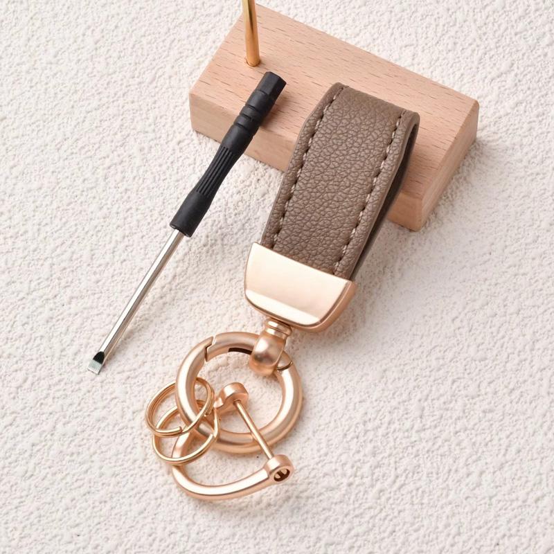 1PC Goat Pattern High-end Keyring New French Car Keychain Hardware Key Holder High Quality Lambskin Leather Keychain