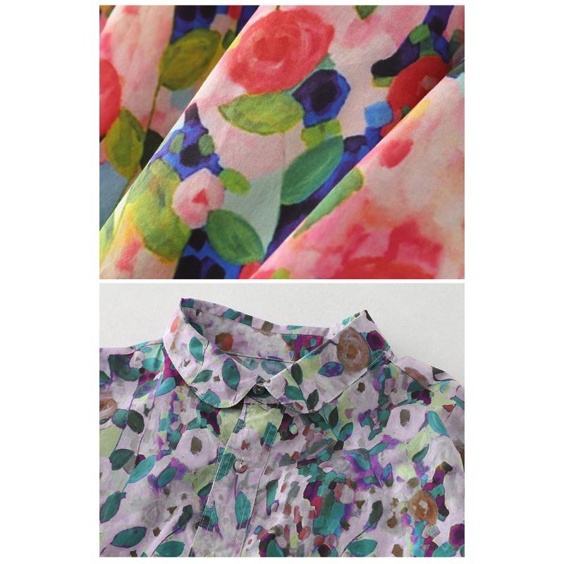 Dimanaf 2025 Women Spring New Shirt Blouse Long Sleeve Buttons Fashion Tops Tees Loose Floral Blouse