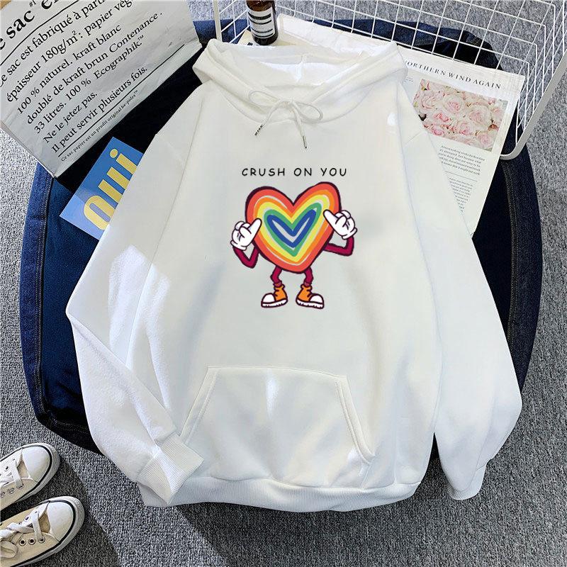 Ladies Funny Pattern Print Pullover Hooded Hoodie for Autumn Winter Women Plus Size Plush Loose Casual Sweatshirt for Students