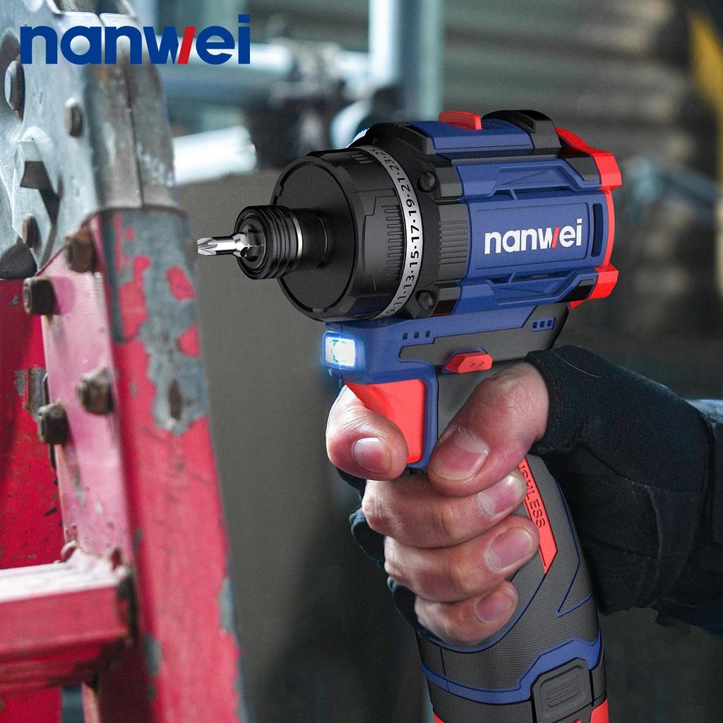 NANWEI 45 Nm 1/4 Inch Electric Screwdriver, 2-speed Adjustment, 500/1600 Rpm