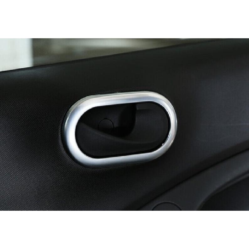 2PCS Matte Silver Inner Door Handle Frame Trim For Benz Smart Fortwo 2015-