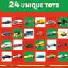 JOYFY 2025 Christmas Advent Calendar 24 Days Countdown Calendar Diecast Cars Set Christmas Vehicles Toys for Boys Kids Xmas Gift