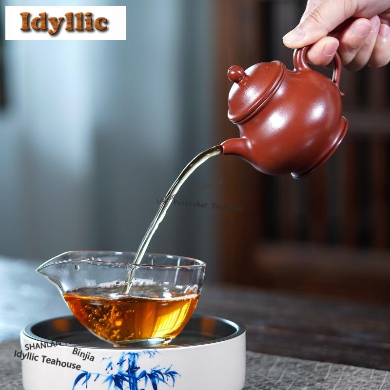 210ml Autentiska Yixing Lila Lerkannor Handgjord Pan Pot Råmalm Dahongpao Lera Vattenkokare Med Sil Zisha Teset Ornament