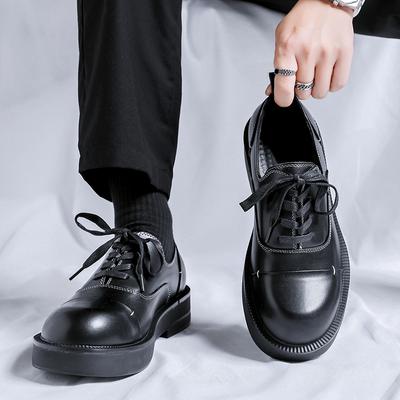 2024 Frühling Herren Hohe Sohle Lässige Echtleder Schuhe Mann Japan Harajuku Koreanische Streetwear Neue Mode Leder Wildleder Slipper