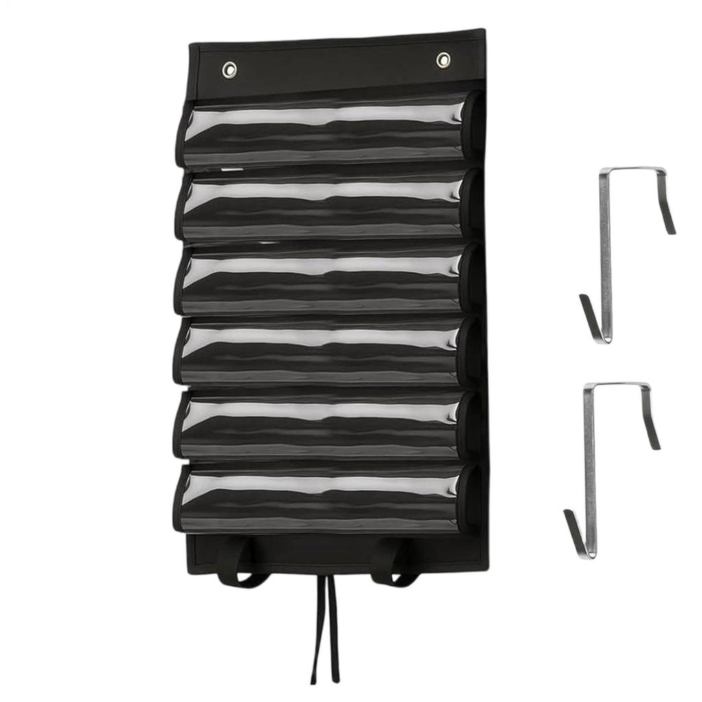 Playmat Holder, Playmat Tube Storage Bag for with 2 Hooks, Fits 12+1 Card Game Playmats with Transparent Plastic Slots,