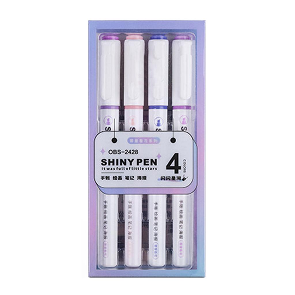 4PCS/12pcs Marcadores de Plástico com Glitter Duráveis Alto Brilho Coloridos Brilhantes Canetas para Desenho e Rabisco Marcador Material Escolar de Escritório
