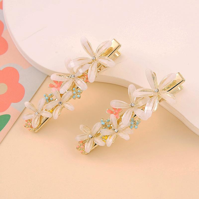 Y2K Colorful Flower Hair Clip For Women Exquisite Sweet Side Bangs Clip Trendy Casual Hair Accessories
