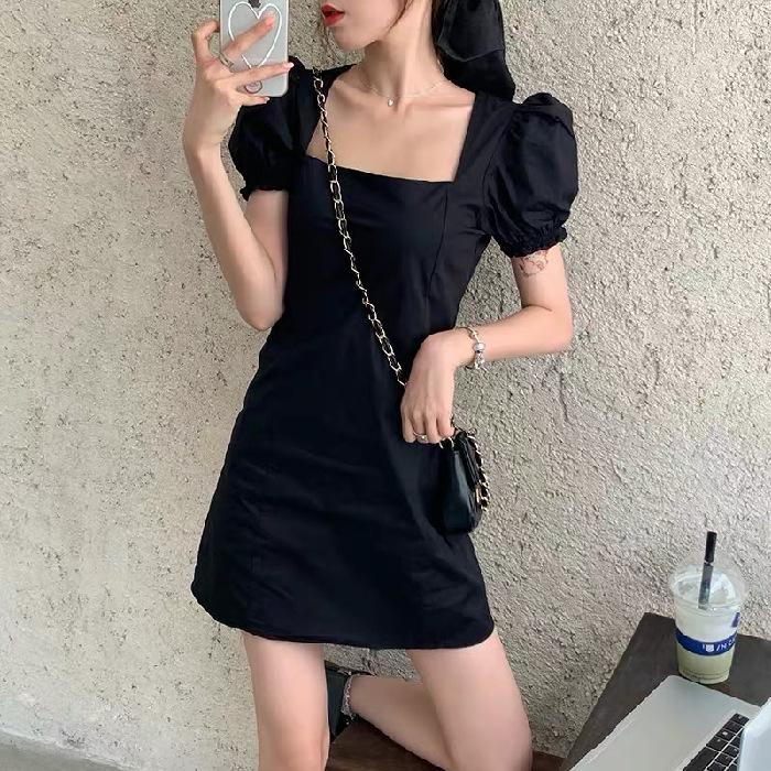 Rochie de damă cu mâneci bufante și decolteu pătrat francez de vară 2025 - Stil elegant, slăbit