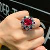European and American popular rings imitation red treasure color matching stone creative pendant ring set main stone 12 * 12