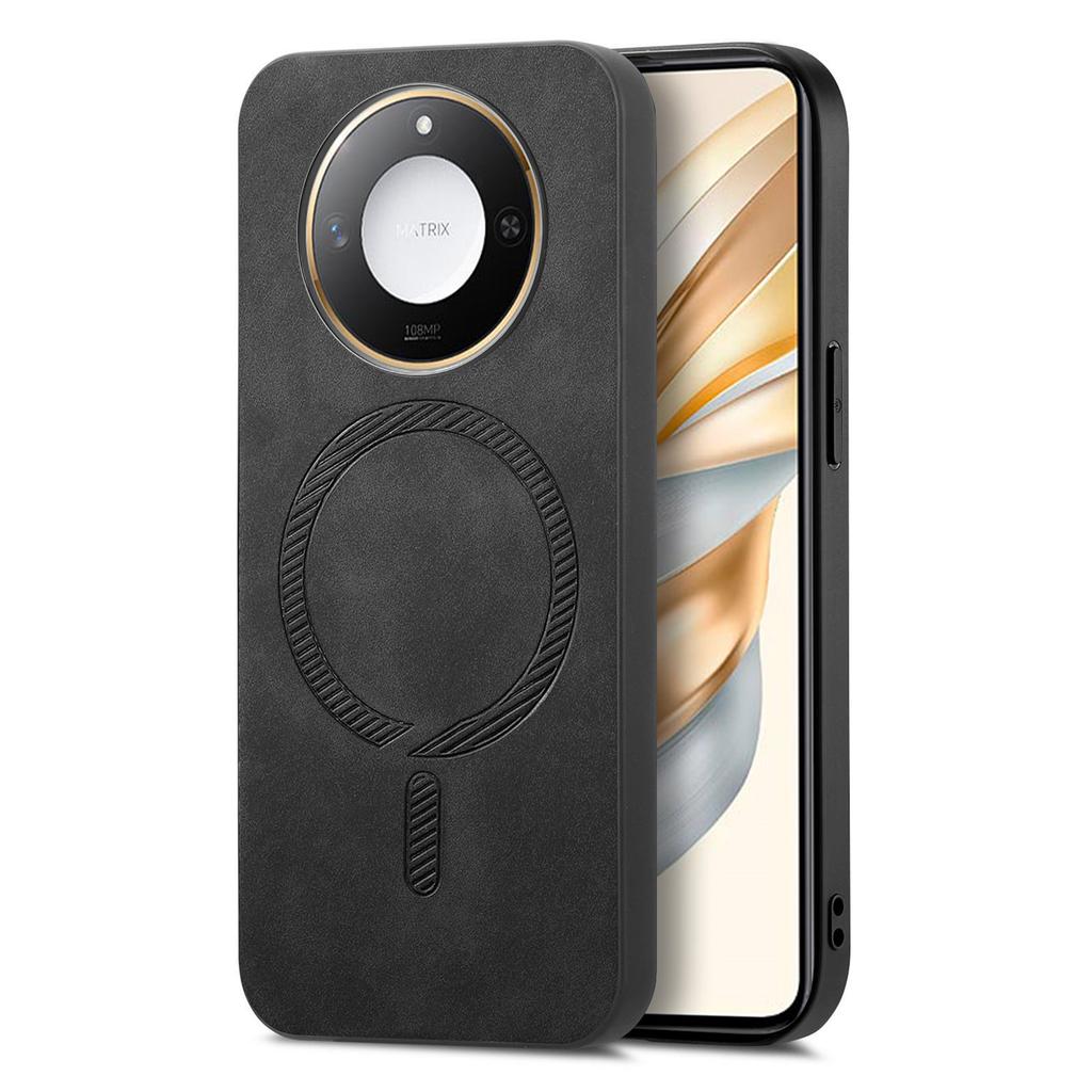 For Honor X60 5G Leather Back Case Compatible with MagSafe Skin-touch Phone Cover