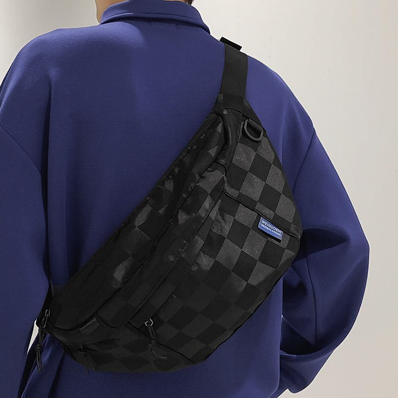 Chest Bag for Women's Waist Bag Plaid Sports Riding Chest Men's Travel Light Bag