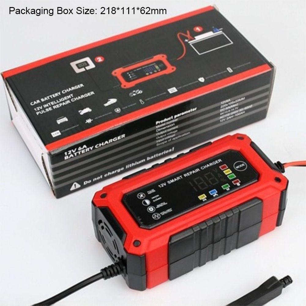 Plastic Intelligent Car Battery Charger 12V 6A Motorcycle Battery Charging Unit Lead-Acid Battery