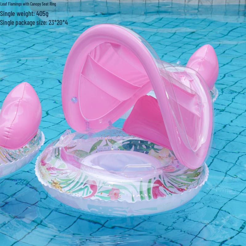 Large Toddler Boat-Themed Swimming Ring with Canopy & Steering Wheel