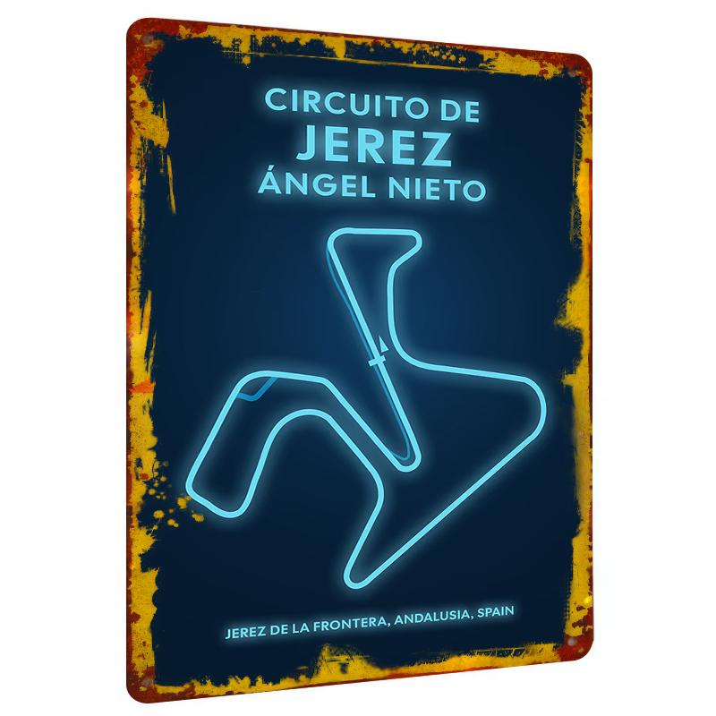 Jerez Angel Nieto Circuit Metal Wall Art Spain Racing Track Decor for Motorsport Fans Home Decorations