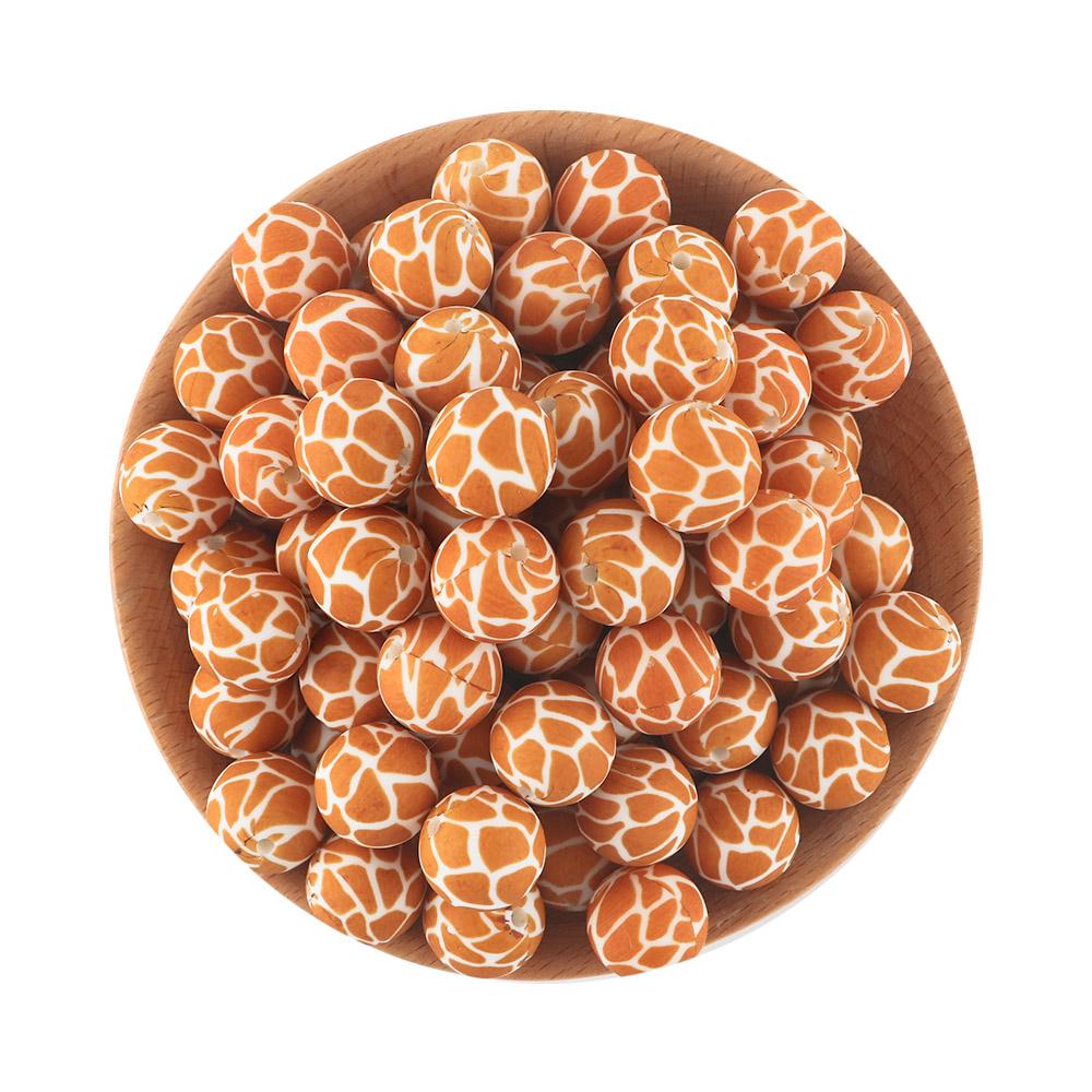 15MM Leopard Silicone Printed Beads 20pcs For Making DIY Jewelry Accessories Bracelet Necklace Making