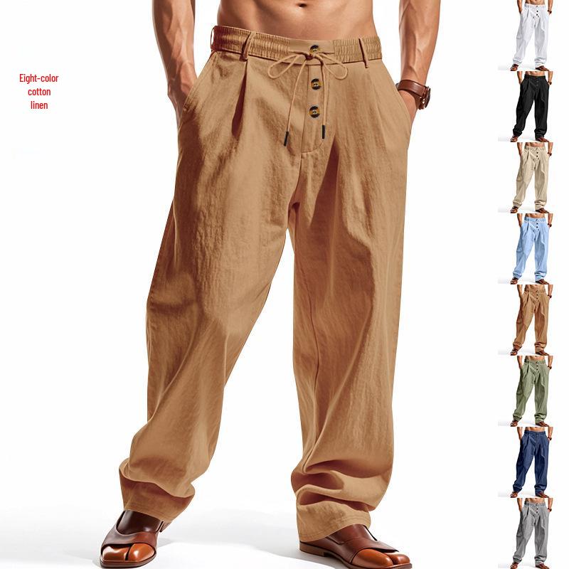 Pantaloni Sport Casual Largi, Respirabili, din Bumbac și In pentru Bărbați - Colecția Primăvară/Vară 2026
