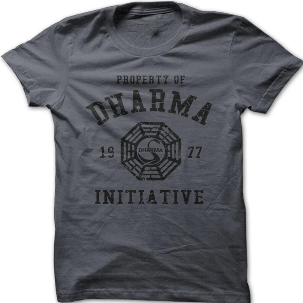 ZX Tee DHARMA Initiative 1977 TV Show LOST Printed Cotton T-shirt Short-sleeve Round Neck Regular Fit Clothes Comfortable Tops