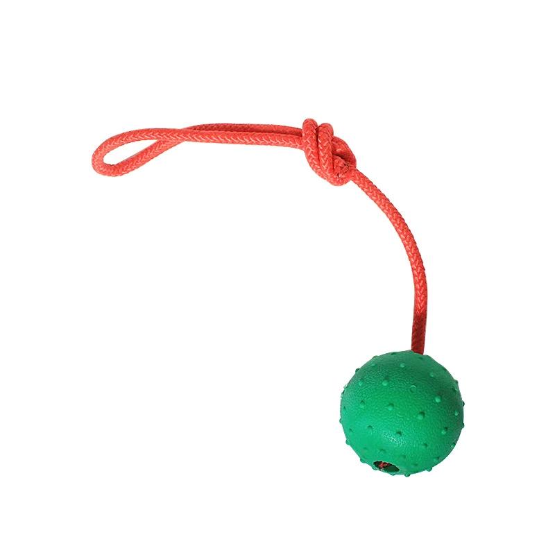 

Dog Toys Indestructible Rubber Ball with Rope Solid Elasticity for Training Chewing Self - entertainment Boredom Relief 5.5CM зелёный