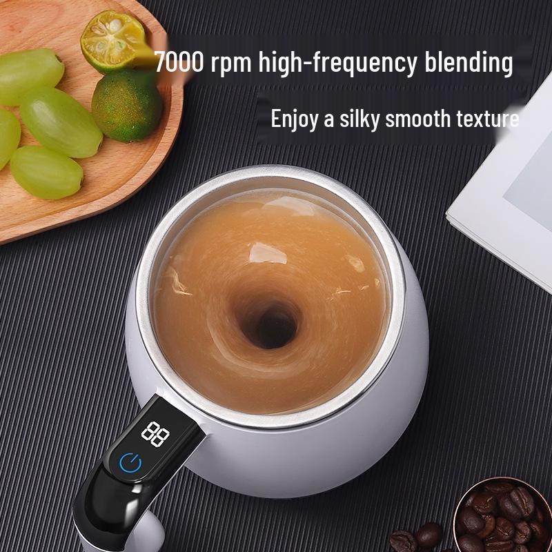 Smart Auto-Mixing Temperature Measuring Rechargeable Cup - 316 Stainless Steel, Digital Display for Coffee, Milkshakes, and Drinks