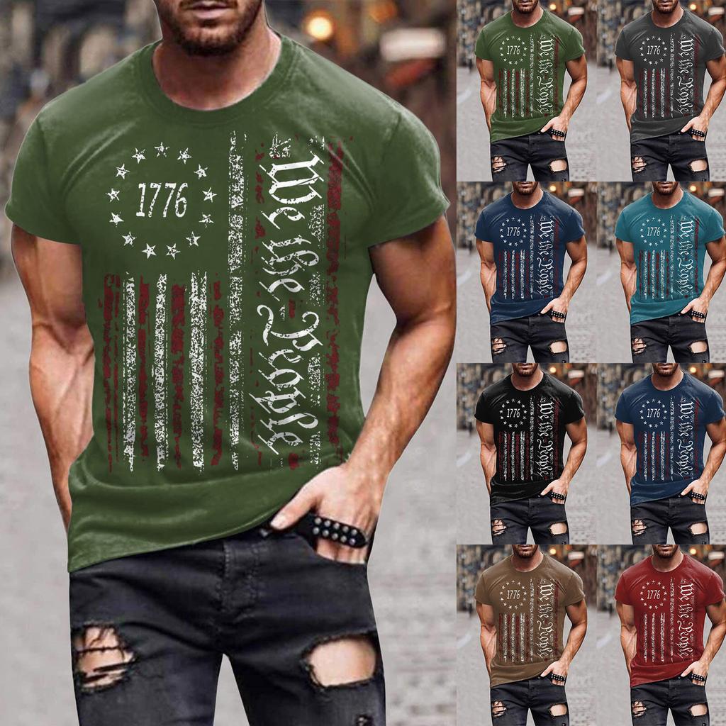 Pánská trička ke dni nezávislosti, pánská trička s grafickým vzorem USA Flag s krátkým rukávem Tričko American Patriotic Vintage