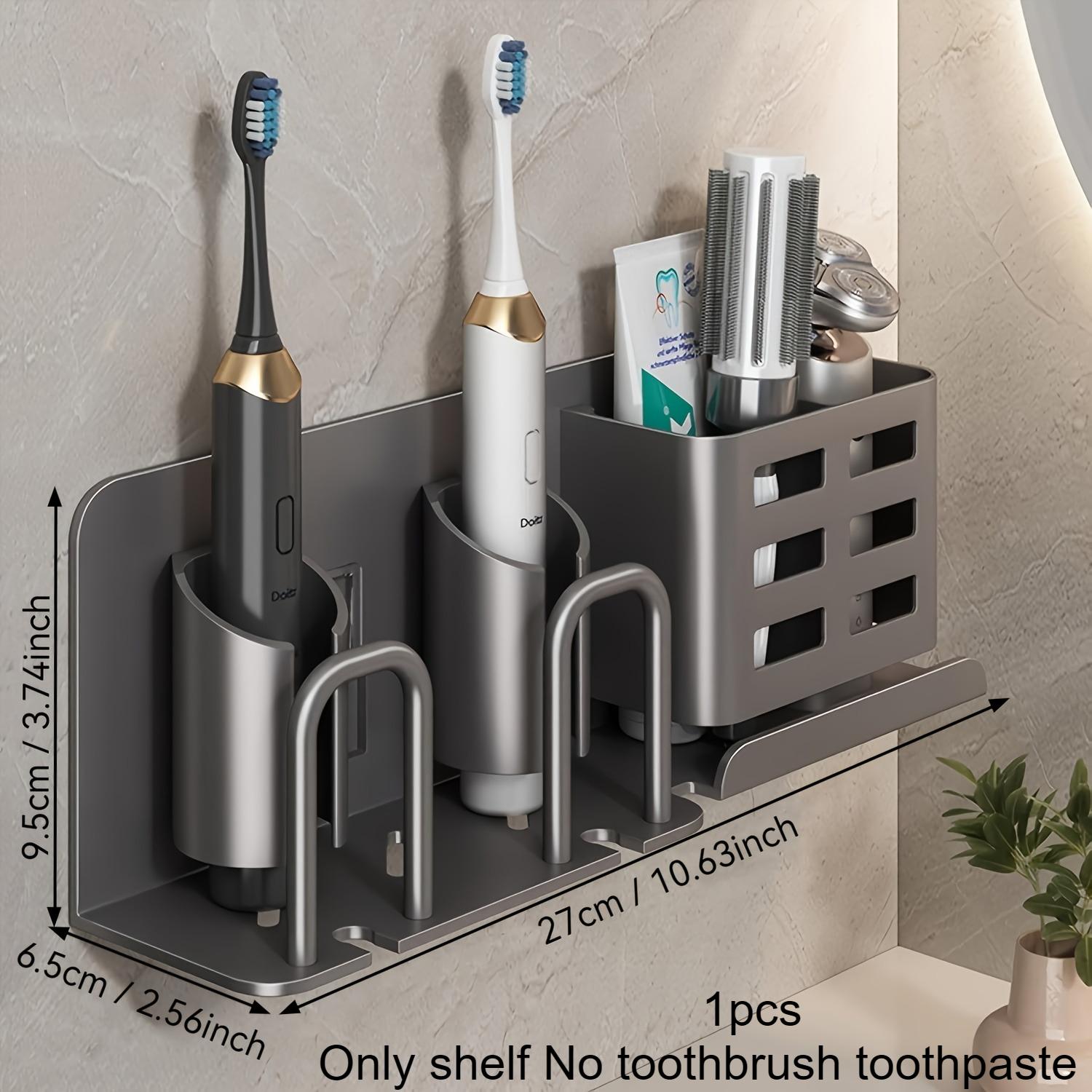 

1pcs Aluminum Wall-Mounted Electric Toothbrush Holder with Toothpaste Razor Stand Bathroom Organizer No Cup No Electricity
