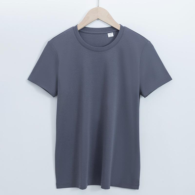 2026 High-Quality Double-Sided Liquid Ammonia Mercerized Cotton T-Shirt for Women, Summer Pure Cotton Versatile Round Neck Short Sleeve