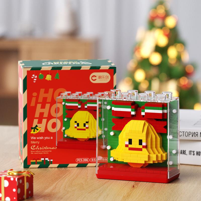 Non-Toxic 33 Style Cartoon Santa Claus Snowman Wishing Tree Apple Candy House Building Blocks City Compatible Diy Toys Children'S Gifts