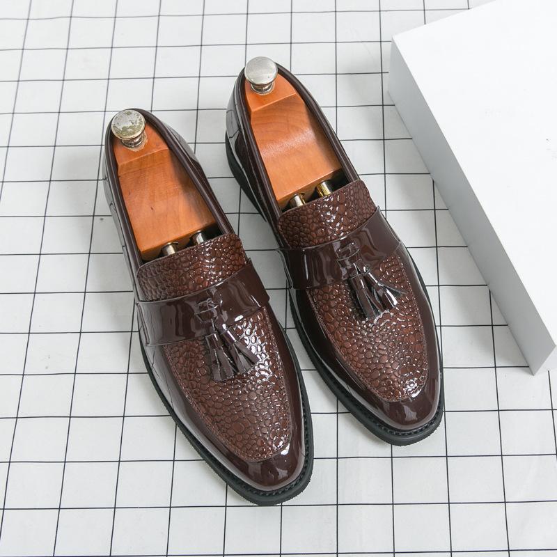 Men's shoes large size fringed leather shoes men's four seasons new foot cover business dress business leather shoes